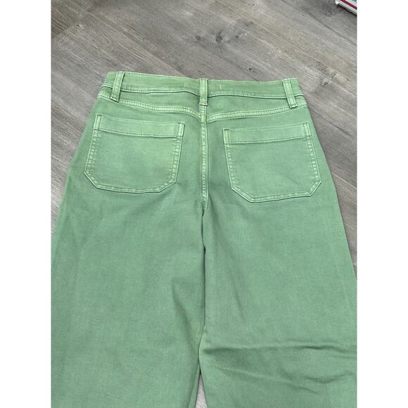 NWOT Eunina Womens Green Denim Super High Rise wide Leg Crop Jeans Size 27 - Picture 3 of 12